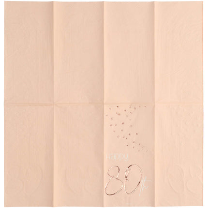 Servetten 80 Jaar Rose Goud 33cm 10st