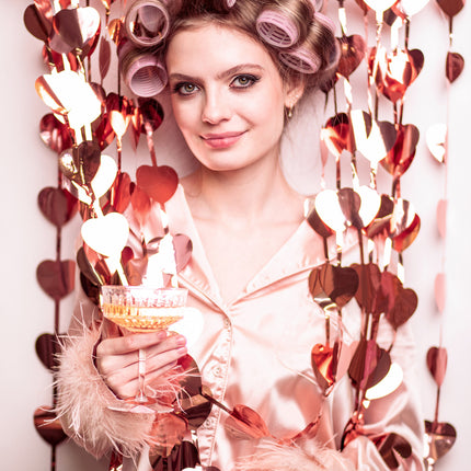 Rose gouden Deurgordijn Hartjes 2,45m