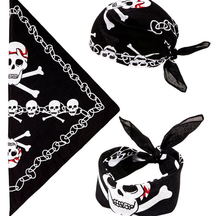 Zwart Witte Piraten Bandana