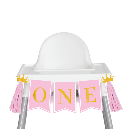1 Jaar Versiering Pakket Roze Kinderstoel
