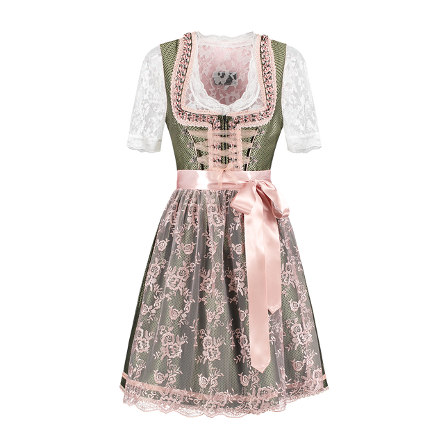 Wit Groene Dirndl Jurk Oktoberfest Dames 2 Delig