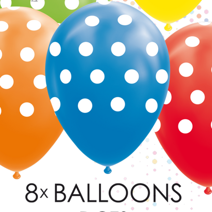 Gekleurde Ballonnen Stippen 30,5cm 8st