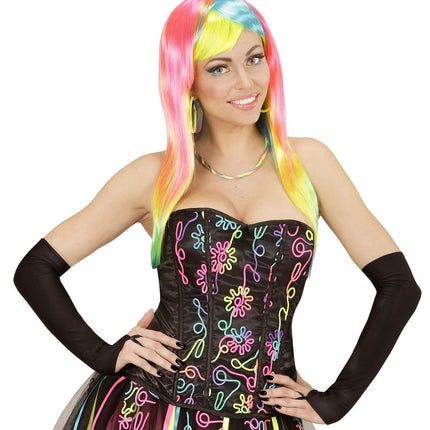 Zwarte Handschoenen Vingerloos Satijn