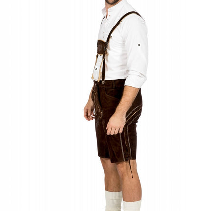 Donkerbruine Lederhose Heren Kort