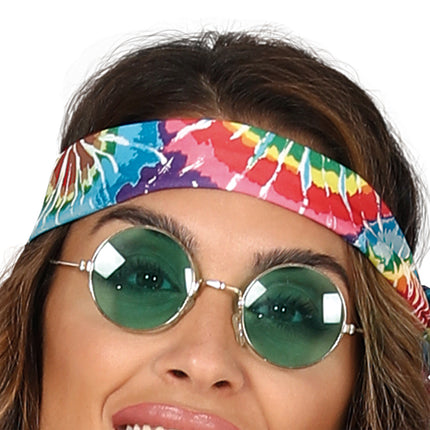 Hippie 60S Kostuum Gekleurd Dames Met Bruin Vest