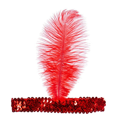 Rode Hoofdband Charleston Met Veer