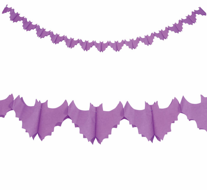 Halloween Slinger Paarse Vleermuizen 3m