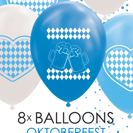 Oktoberfest Ballonnen Blauw Wit 30cm 8st