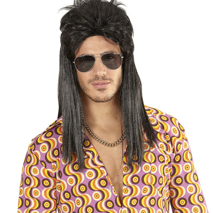 Jaren 80 Pruik Aso Lang Zwart