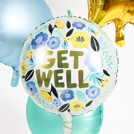 Helium Ballon Get Well Bloemen Leeg 45cm