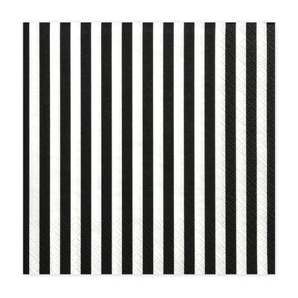 Servetten Gestreept Zwart 33cm 20st