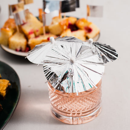 Zilveren Cocktailprikkers Parasol 10cm 10st