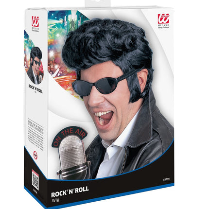 Zwarte Elvis Pruik