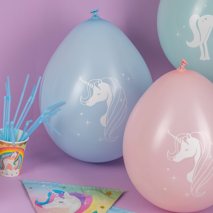 Unicorn Ballonnen Gekleurd 30cm 8st
