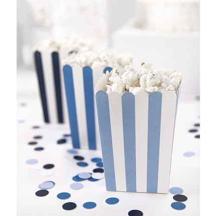 Popcorn Bakjes Blauw Mix 12,5cm 6st