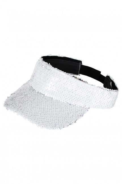 Zonneklep Met Pailletten Wit