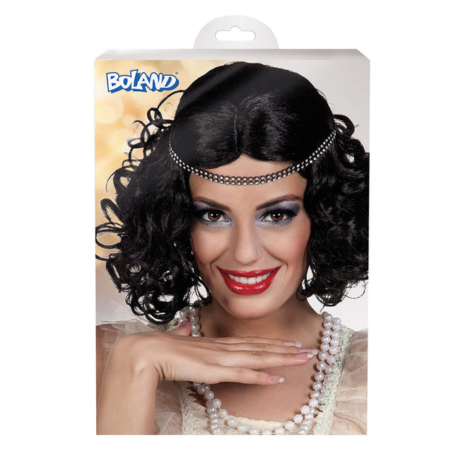 Zwarte Pruik Flapper Met Hoofdband