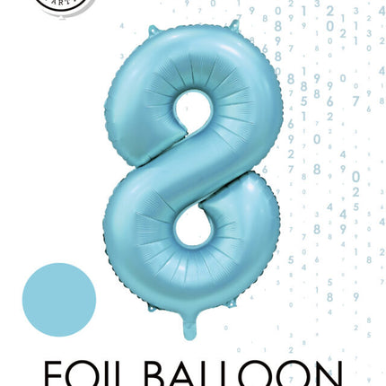 Lichtblauwe Cijfer Ballon 8 Jaar Glans 86cm