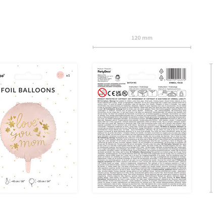 Helium Ballon Love You Mom Leeg 45cm
