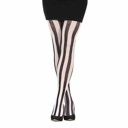 Gestreepte Panty Zwart Wit