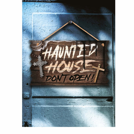 Halloween Deurborden Haunted House 35cm