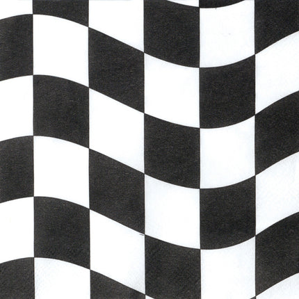 Zwart Witte Servetten Geblokt 33cm 18st