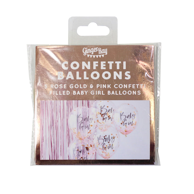 Roze Confetti Ballonnen Baby Girl 30cm 5st