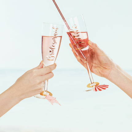 Rose Gouden Glasstickers Bride & Bridesmaid