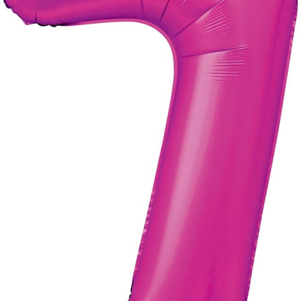 Fuchsia Cijfer Ballon 7 Jaar Glans 86cm