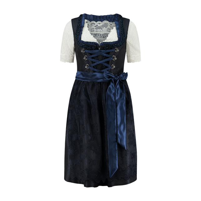 Donkerblauwe Dirndl Jurk Oktoberfest Dames 2 Delig