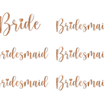 Rose Gouden Glasstickers Bride & Bridesmaid
