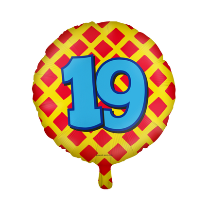 Helium Ballon 19 Jaar Gekleurd Leeg 46cm