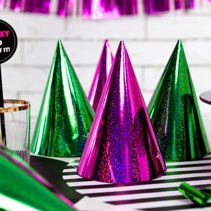 Feesthoedjes Holografisch Glitter 16cm 20st