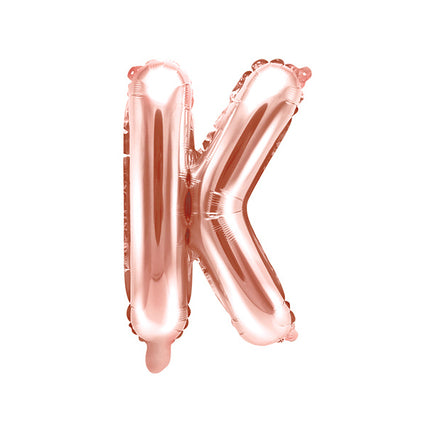 Folie Ballon Letter K Rose Goud Leeg 35cm