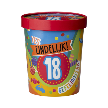 Gekleurde Snoepbakje 18 Jaar 12cm