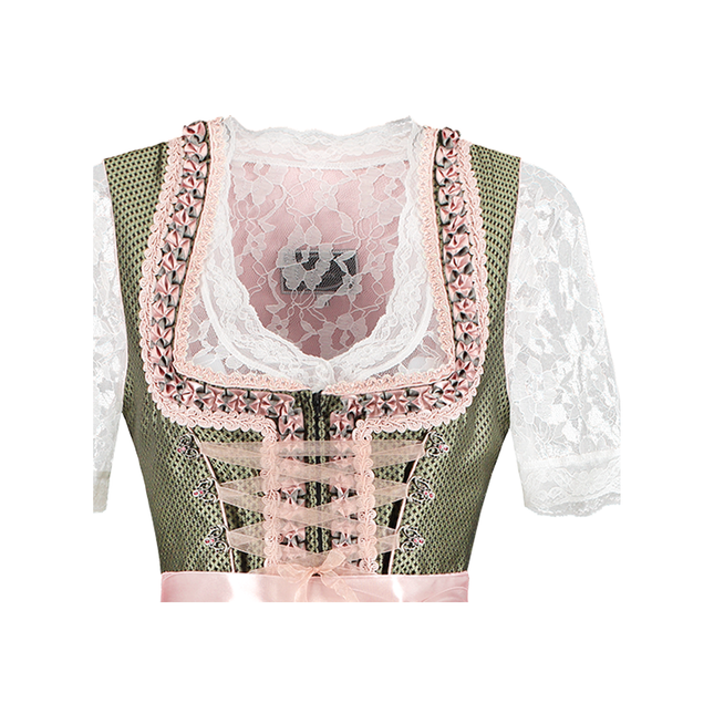 Wit Groene Dirndl Jurk Oktoberfest Dames 2 Delig