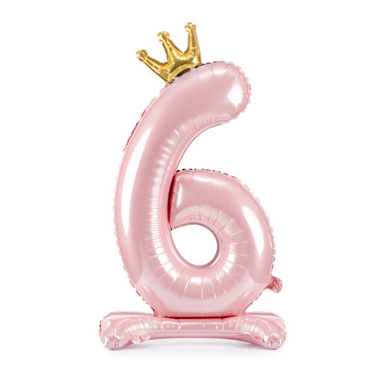 Folie Ballon Cijfer 6 Lichtroze Standaard Leeg 84cm