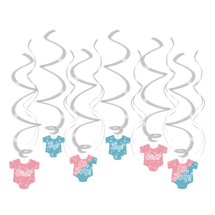Hangdecoratie Gender Reveal 14cm 12st