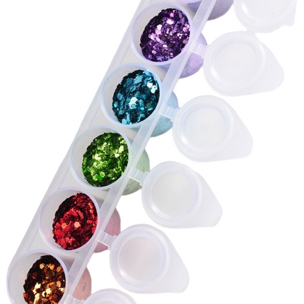 Gekleurde Glitters Party 6st