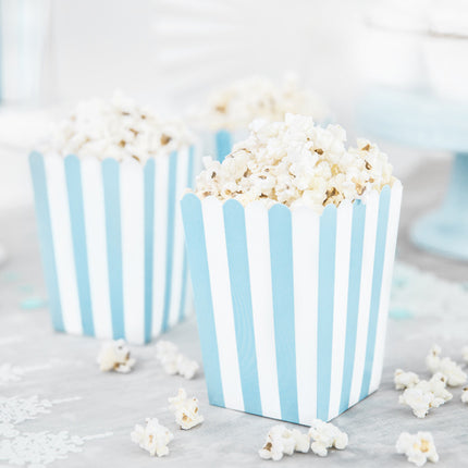Popcorn Bakjes Blauw Mix 12,5cm 6st