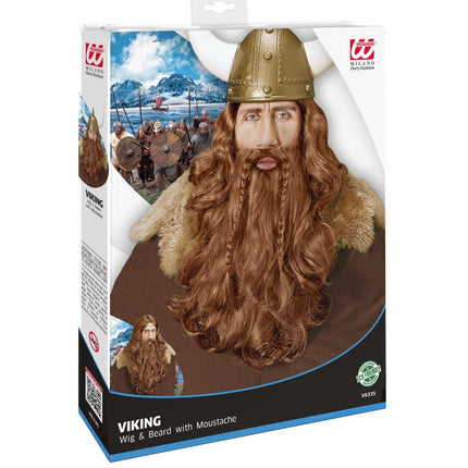 Pruik Viking Met Baard En Snor