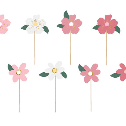 Caketopper Bloemen 14,5cm 8st