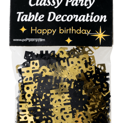 Tafelconfetti Happy Birthday Goud/Zwart 20gr