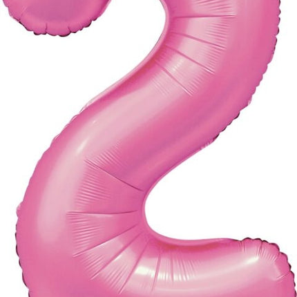 Roze Cijfer Ballon 2 Jaar Glans 86cm