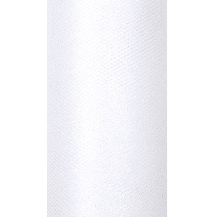 Witte Tule Rol Glitter 15cm 9m