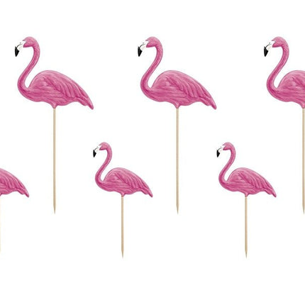 Flamingo Prikkers 23,5cm 6st van Partydeco koop je bij Partywinkel