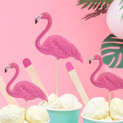 Flamingo Prikkers 23,5cm 6st van Partydeco koop je bij Partywinkel