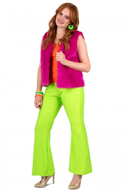 Flared Broek Neon Groen van PartyXplosion koop je bij Partywinkel