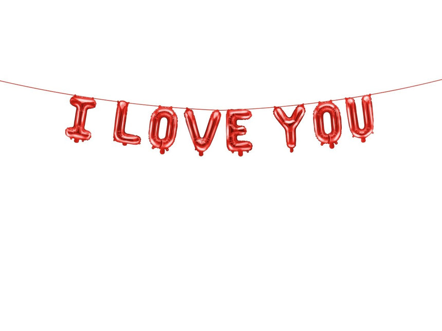 Rode Letterslinger I Love You 2,6m van Partydeco koop je bij Partywinkel