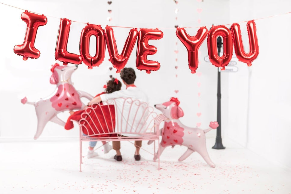 Rode Letterslinger I Love You 2,6m van Partydeco koop je bij Partywinkel